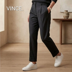 Women's Vince Black Viscose Wool Trousers Size 2 Corporate Work Pants Minimalist